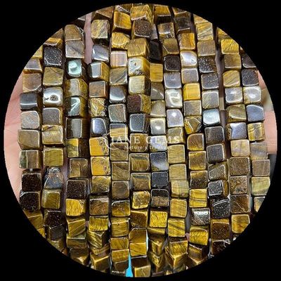 Cube Square Shape Opalite Tiger's Eye Loose Bead Strands for Healing Energy