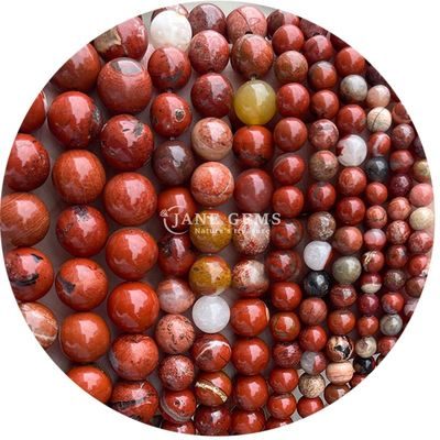 Handmade Crystal Jewelry DIY Crafts Round Red Jasper Beads for Bracelets Necklaces