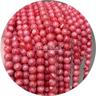 Natural Black Stripe Rhodochrosite Gemstone Beads for Jewelry Making DIY Bracelets