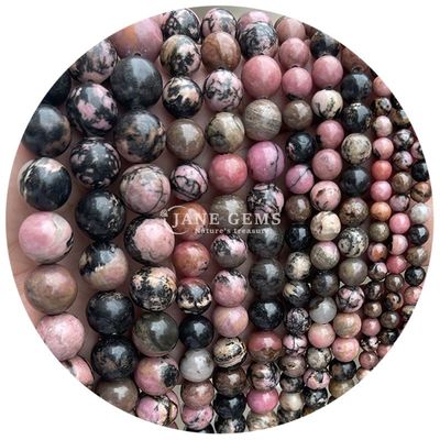 Natural Black Stripe Rhodochrosite Gemstone Beads for Jewelry Making DIY Bracelets