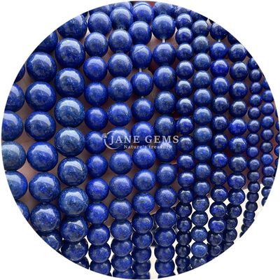 Natural Smooth Charm Gemstone Semi Precious Lapis Lazuli  Loose Stone Beads For Bracelet Jewelry Making