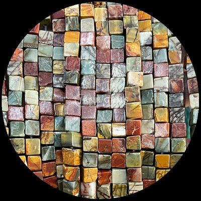 Cube Square Shape Natural Gemstone Bead Red Turquoise Black Agate Loose Bead Strands For DIY Jewelry