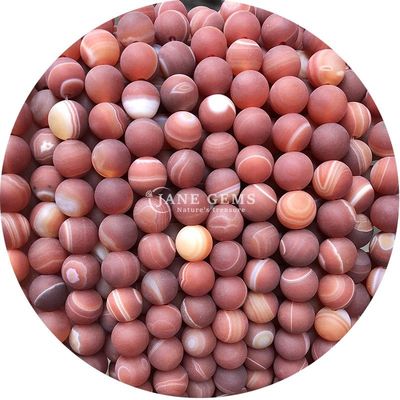 Natural Red Stripe Agate Bead Sardonyx Agate Matte Round Loose Beads For Jewelry Making