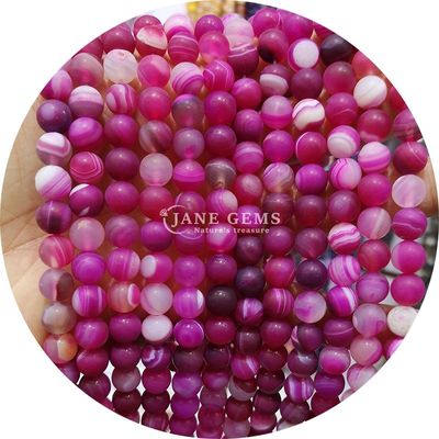 Natural Red Stripe Agate Bead Sardonyx Agate Matte Round Loose Beads For Jewelry Making