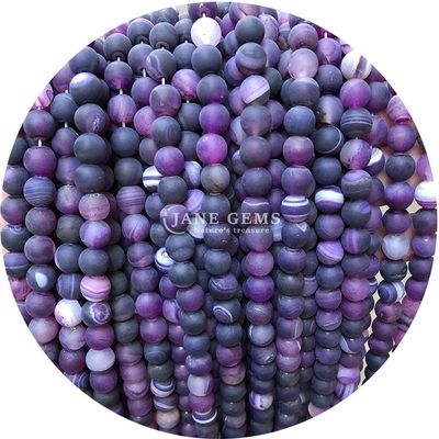 Natural Red Stripe Agate Bead Sardonyx Agate Matte Round Loose Beads For Jewelry Making