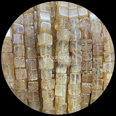 Cube Square Shape Natural Gemstone Bead Lemon Jade Rhodonite Loose Bead Strands For Healing And DIY Jewelry Ma