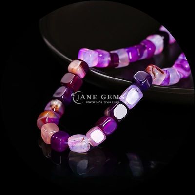 Cube Square Shape Natural Gemstone Bead Blue Striped Agate Loose Bead Strands For Healing And DIY Jewelry Ma