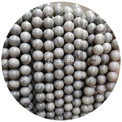 Loose Round Purple Wood Grain Stone Natural Loose  Gemstone Stone Beads For Jewelry Making