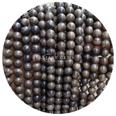 Loose Round Purple Wood Grain Stone Natural Loose  Gemstone Stone Beads For Jewelry Making