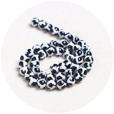 Agate Round Shape Stone Brown Football Dzi Beads For Jewelry & DIY Crafts Making