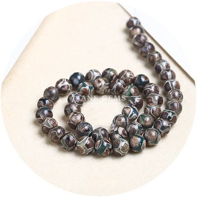 Agate Round Shape Stone Brown Football Dzi Beads For Jewelry & DIY Crafts Making
