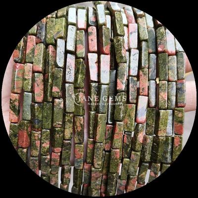 Natural Unakite Malachite Rectangle Square Shape Gemstone Bead Strands for DIY Jewelry