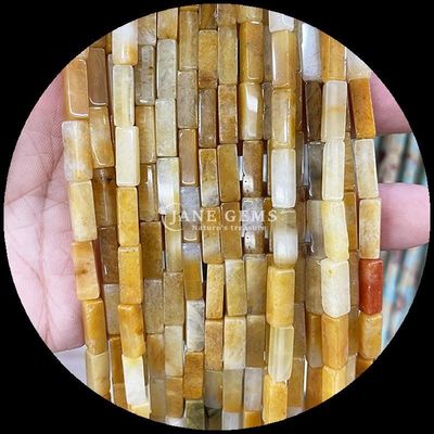 Rectangle Square Shape Gemstone Bead Strands Natural Yellow Jade Pink Aventurine