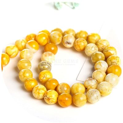 Various Color Ice Agate Smooth Round Shape Loose Beads For Jewelry & Crafts Making