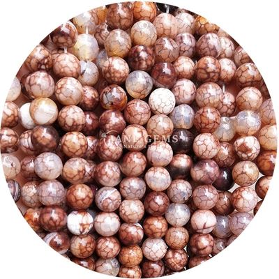 Polished Smooth Round Shape Loose Bead Strands Different Ice Agate  For Jewelry Making