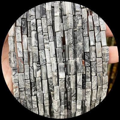 Polished Finish Rectangle Gems Bead Purple Chalcedony Map Jasper 4x13mm for DIY Jewelry