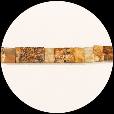 Natural Gemstone Polished Finish Cube Beads Amazonite Picture Jasper Loose Bead Strands For Jewelry Making