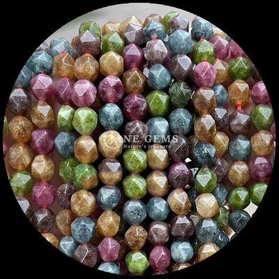 Natural Gemstone Beads Faceted Shape Rose Quartz Tourmaline Loose Strands for Jewelry Making
