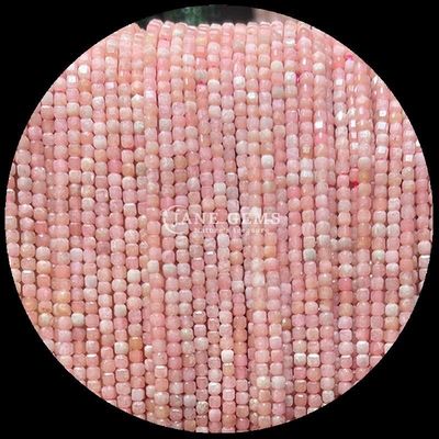Colorful Mini Cube Gemstone Beads Pink Opal and Green Agate Strands for DIY Jewelry
