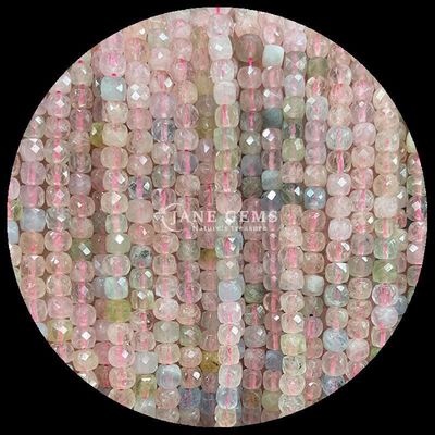 Assorted Cube Shape Natural Gemstone Beads Fluorite Morganite Loose Strands Beads for Jewelry Making