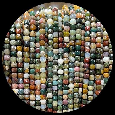 Assorted Cube Shape Natural Gemstone Beads Fluorite Morganite Loose Strands Beads for Jewelry Making