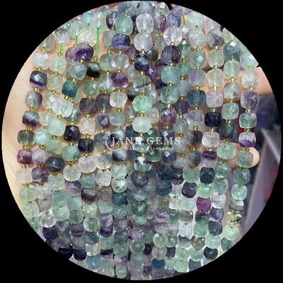 Assorted Cube Shape Natural Gemstone Beads Fluorite Morganite Loose Strands Beads for Jewelry Making