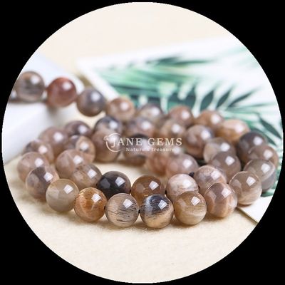 Assorted Various Round Shape Silver Obsidian Sunstone Natural Polished Stone Bead