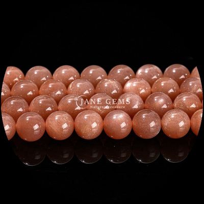 Assorted Various Round Shape Silver Obsidian Sunstone Natural Polished Stone Bead