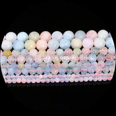 Colorful Round Gemstone Beads Garnet Morganite For Jewelry Making DIY Bracelets Necklaces / Earrings