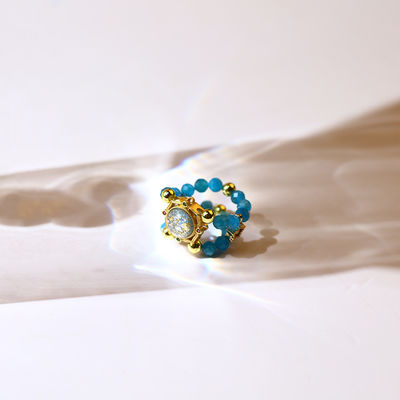 Faceted Apatite Crystal Bead Ring Gems Bracelet for Detoxification and Emotional Stability