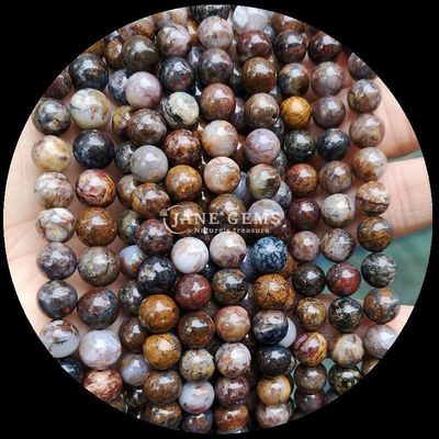 Polished Round Gemstone DIY Beads Lapis Lazuli Malachite Tourmaline Loose Strands for Jewelry Making