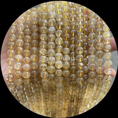 Round Beads in Assorted Colors Natural Rose Quartz Golden Rutilated Quartz for DIY Jewelry