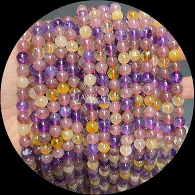 Round Gemstone Fire Quartz Smoky Quartz Bead Strands in Assorted Colors for DIY Jewelry Crafting