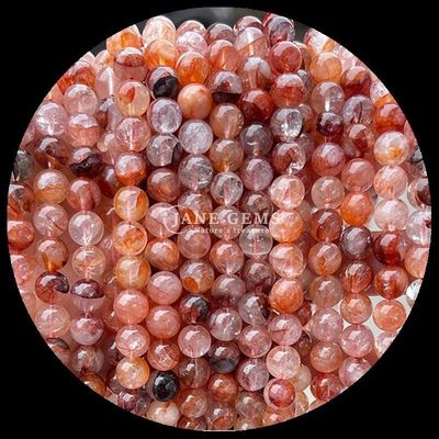 Round Gemstone Fire Quartz Smoky Quartz Bead Strands in Assorted Colors for DIY Jewelry Crafting