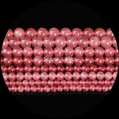 Round Shape Gemstone Beads Rose Quartz and Strawberry Quartz Loose Bead Strands for Earrings