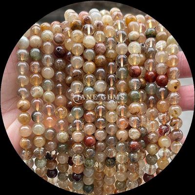 Round Shape Gemstone Beads Rose Quartz and Strawberry Quartz Loose Bead Strands for Earrings