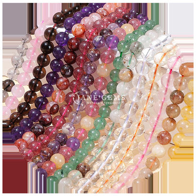 Round Shape Gemstone Beads Rose Quartz and Strawberry Quartz Loose Bead Strands for Earrings