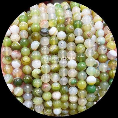 Round Shape Gemstone Red Stripped Agate Green Stripped Agate Natural Loose Bead Strands for Earrings DIY Jewelry Making