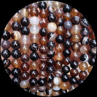 Round Shape Gemstone Red Stripped Agate Green Stripped Agate Natural Loose Bead Strands for Earrings DIY Jewelry Making