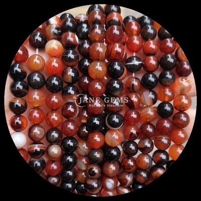 Multi-color Round Cut Gemstone Beads Yellow Blue Striped Agate for DIY Jewelry Making and Healing Bracelets