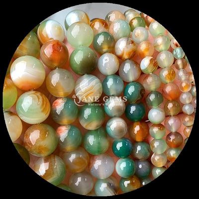 Round Shape 8mm Natural Gemstone Beads Various Agate Beads Carnelian Yellow Stripped Agate Loose Bead Strand for DIY Jewelry