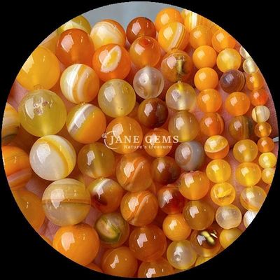 Round Shape 8mm Natural Gemstone Beads Various Agate Beads Carnelian Yellow Stripped Agate Loose Bead Strand for DIY Jewelry