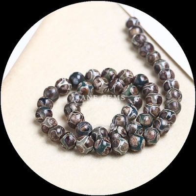 DIY Jewelry Making Essential Multi-color Tibatan Agate Beads Three Eyes Dzi Loose Bead Strands with Polished Technique