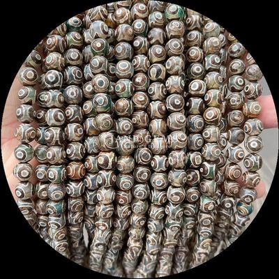 DIY Jewelry Making Essential Multi-color Tibatan Agate Beads Three Eyes Dzi Loose Bead Strands with Polished Technique