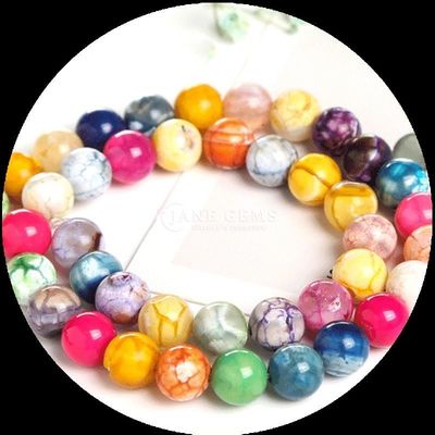 Multi-color Gemstone Bead Fire Agate Loose Bead Strands for DIY Jewelry Making