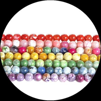 Natural Gems Bead Round Cut Fire Agate Loose Bead Strands for Beaded Clothing Embellishments Made
