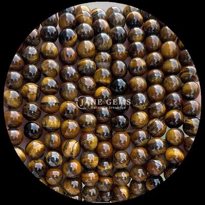 Round Shape Natural Gemstone Beads Tiger's Eye Loose Bead Strands for Jewelry Making Polished Technique