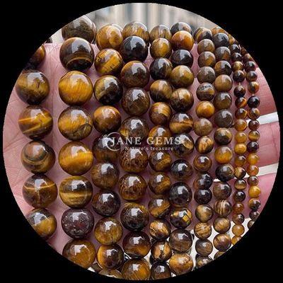DIY Jewelry Making Essential Gems Bead 8mm Round Shape Tiger's Eye Loose Bead Strands