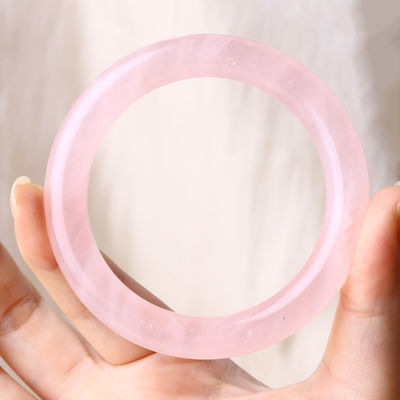 Natural Crystal Polished Stone Pink Rose Quartz Bangle Crystal Jewelry For Birthday Gift