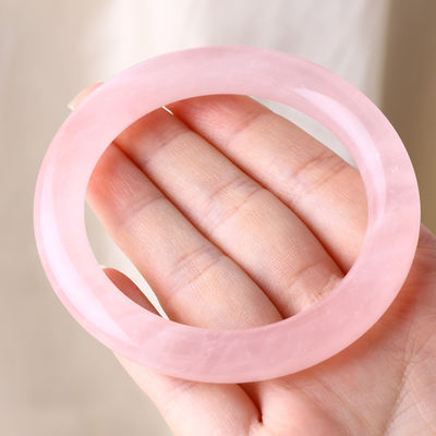 Natural Crystal Polished Stone Pink Rose Quartz Bangle Crystal Jewelry For Birthday Gift